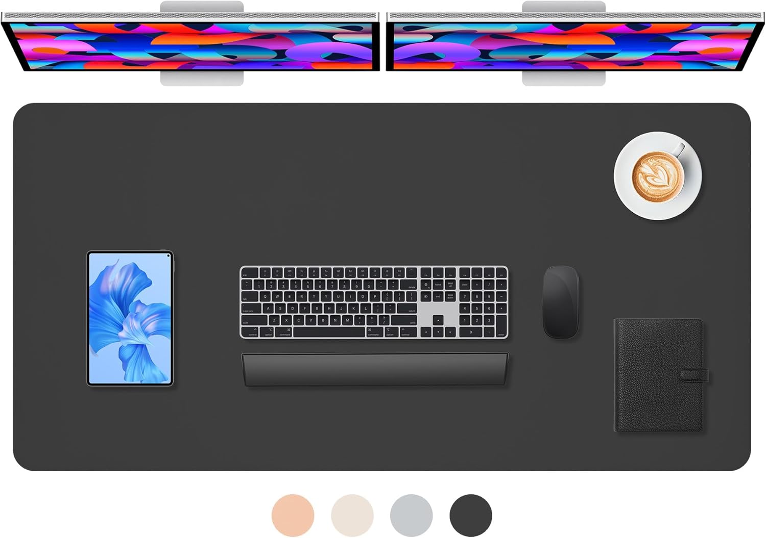 Black PU leather desk mat office inspiration